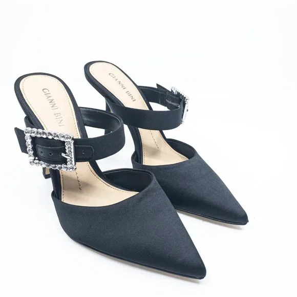 GIANNI BINI Black Satin Maleenah Mules Size 7 - G0222 - Picture 6 of 11